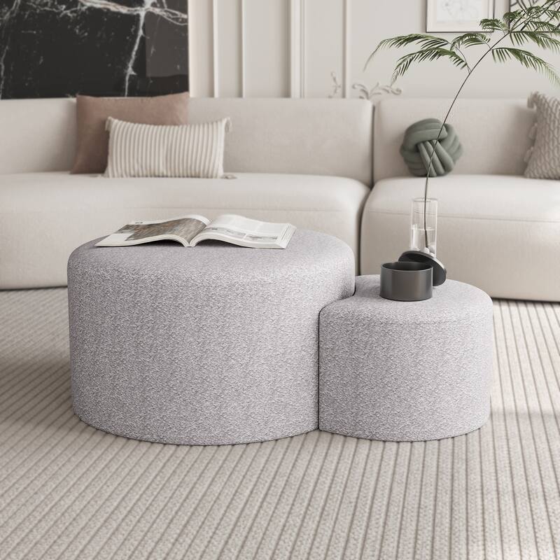 Upholstered Nesting Coffee Tables (Set of 2), Side Table, Footrest, Ottoman & Seat for Living Room Bedroom Entryway Office