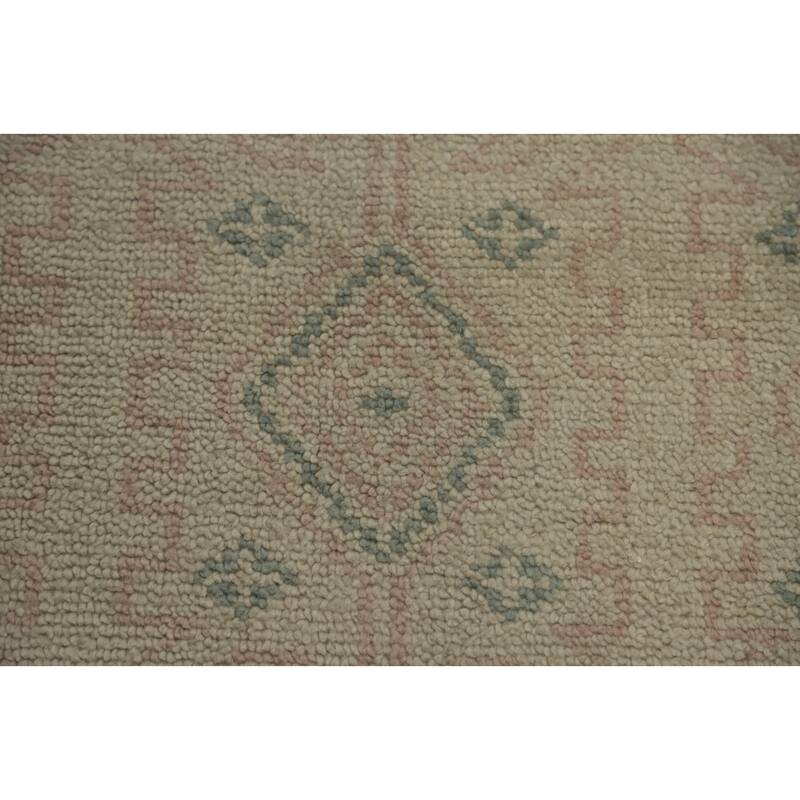 Hand-knotted Modern Wool Beige Geometric Area Rug Oriental Carpet - 7' 10'' X 5' 5''
