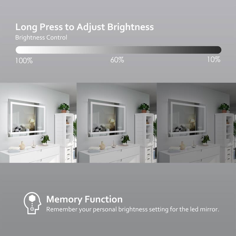 QuivaraView LED lights Frameless Wall Mounted Bathroom Vanity Mirror