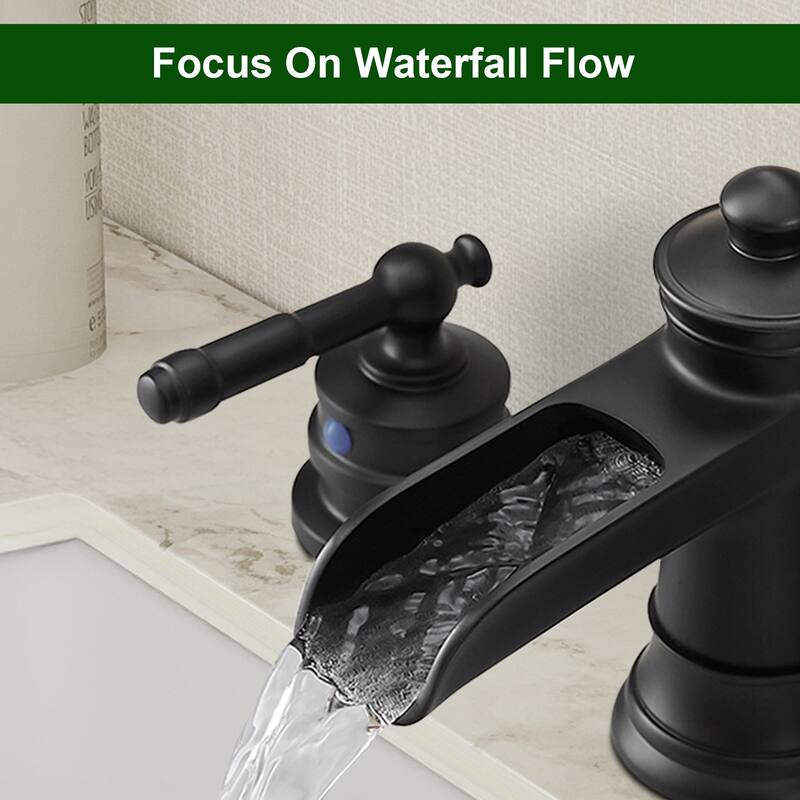 Topcraft Two Handle Waterfall Bathroom Faucet with Pop-Up Drainer