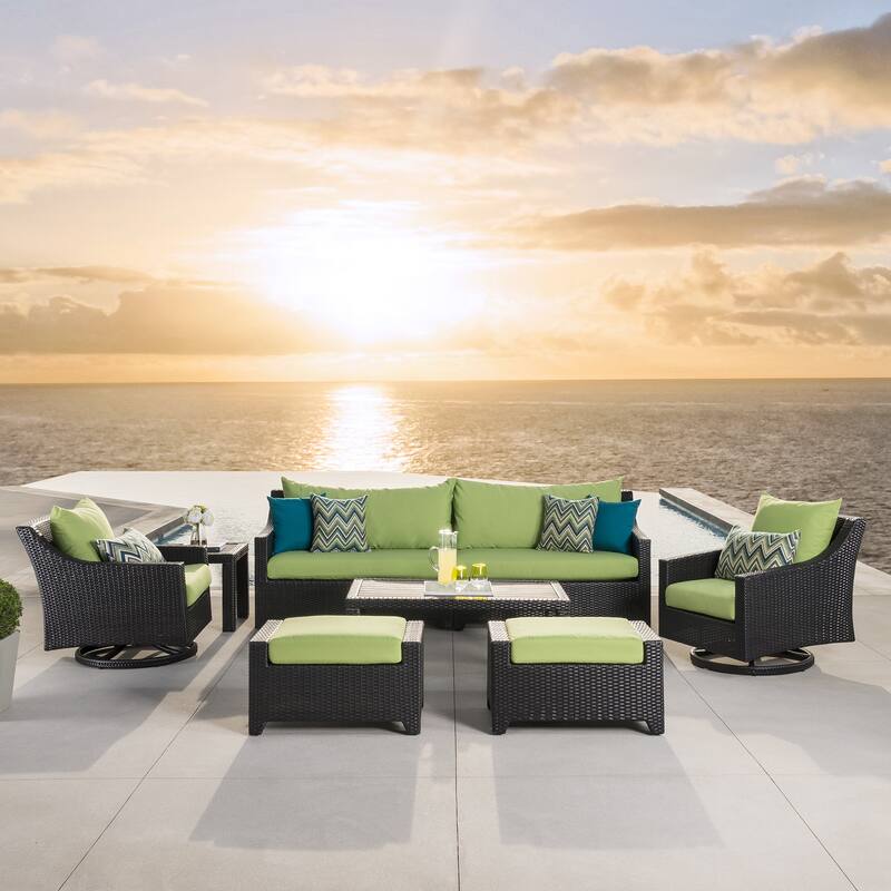 Deco 8 Piece Sunbrella Outdoor Patio Sofa & Motion Club Chair Set