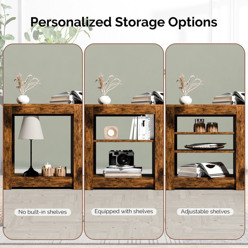 Farmhouse 70'' TV Stand For Tvs Up To 70'' With 23'' Electric Fireplace and Adjustable Shelves