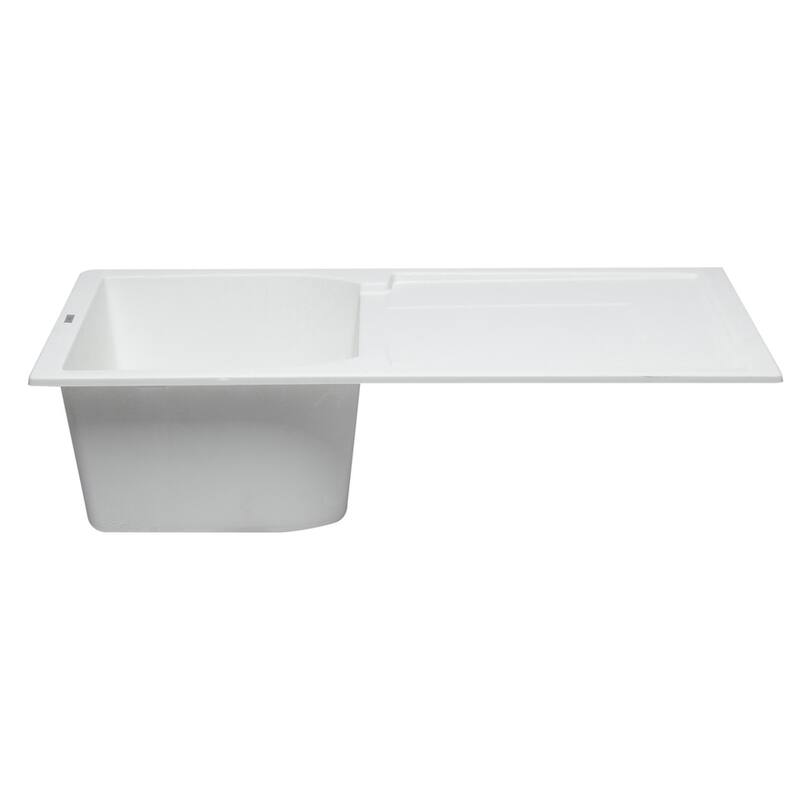 ALFI brand AB1620DI-W White 34" Single Bowl Granite Composite Kitchen Sink with Drainboard