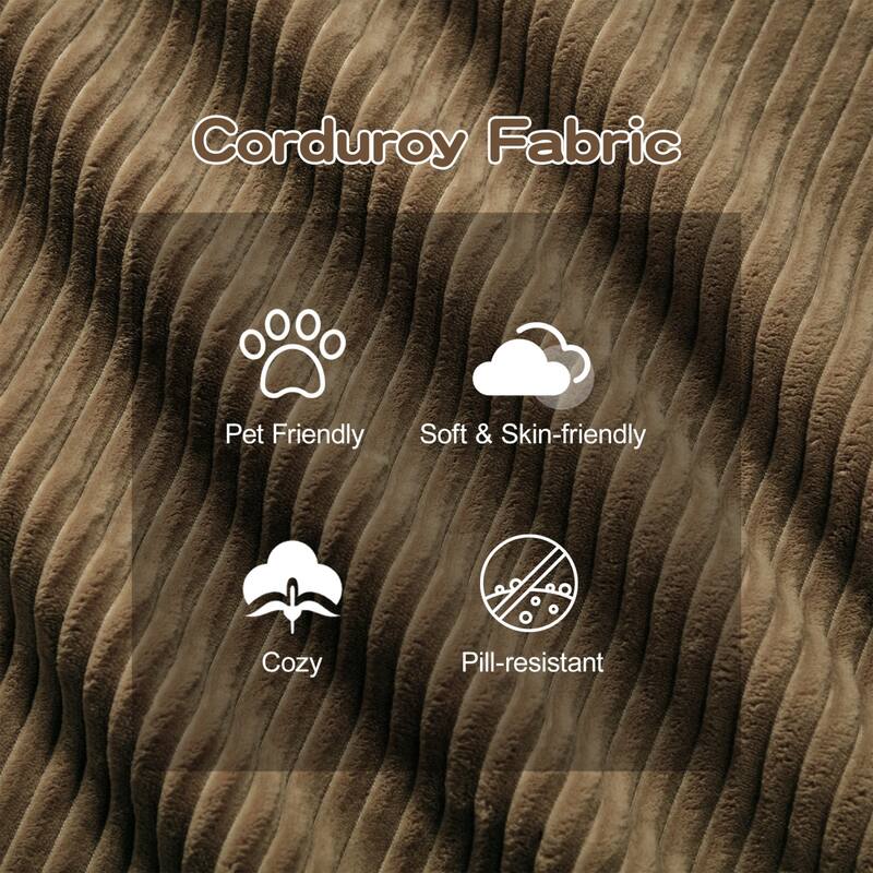 116.1" Corduroy Sectional Sofa with Movable Ottoman