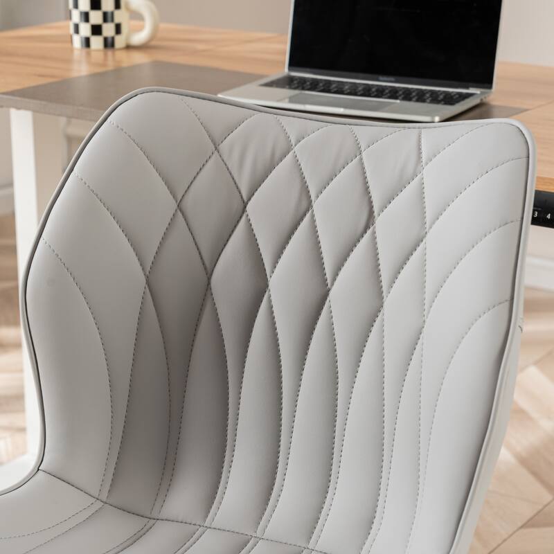 Faux Leather Office Chair with Wheels, Upholstered Task Chair