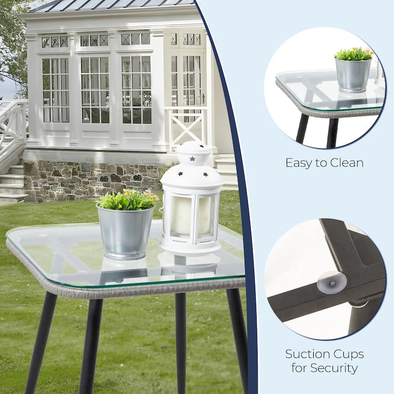 5-PC Wicker Outdoor Sofa Set, 2 Chairs, 2 Ottomans, 1 Table