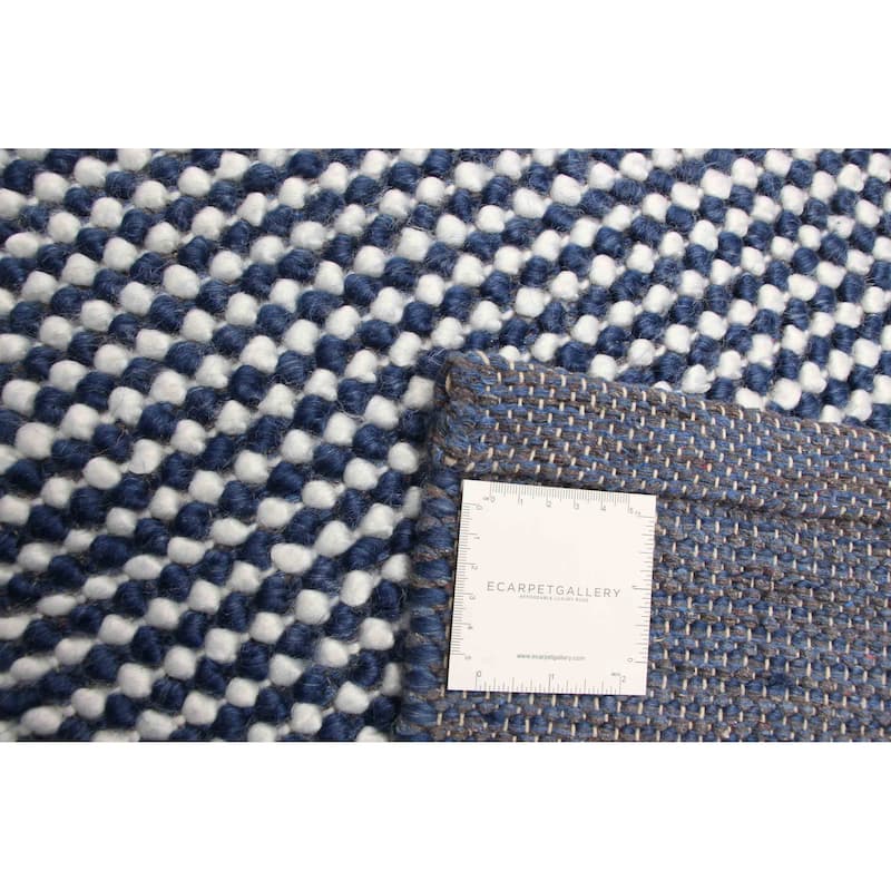 ECARPETGALLERY Braid weave Sienna Dark Navy Wool Rug - 5'0 x 8'0