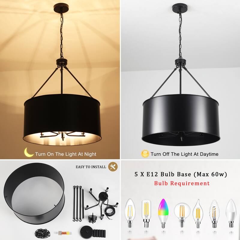 5-Light 20.78 in. Industrial Chandelier for Kitchen Living Room