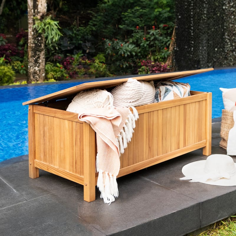 Cambridge Casual Kikori Teak 48-inch Teak Outdoor Storage Box - Natural Teak