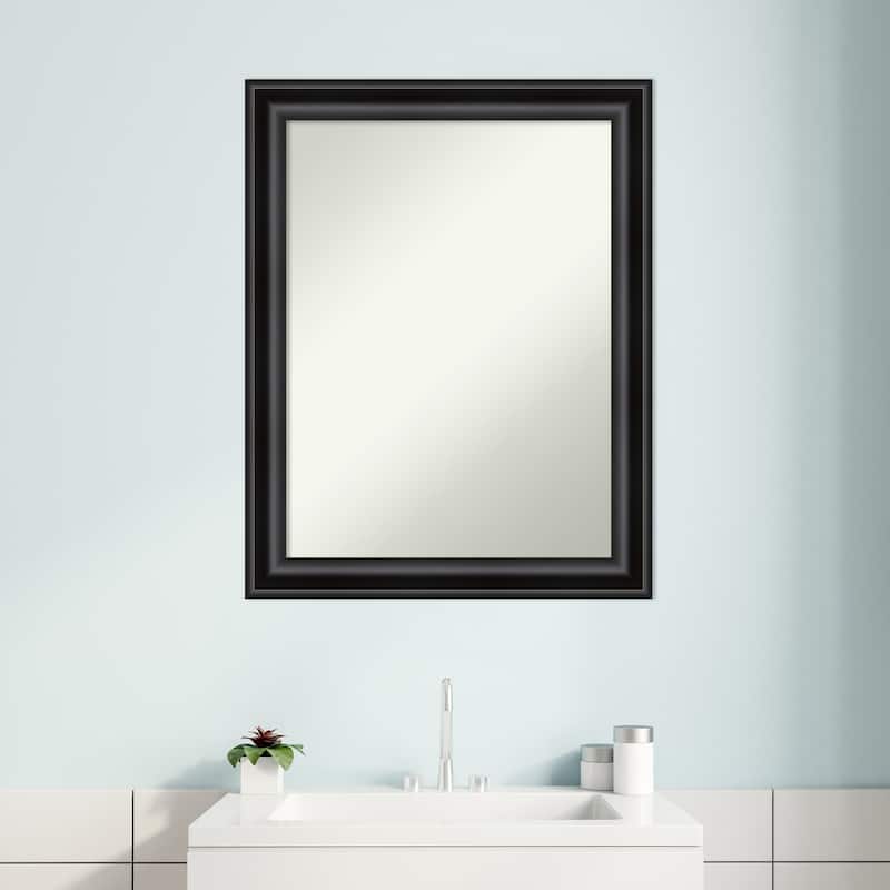 Non-Beveled Bathroom Wall Mirror - Grand Black Narrow Frame