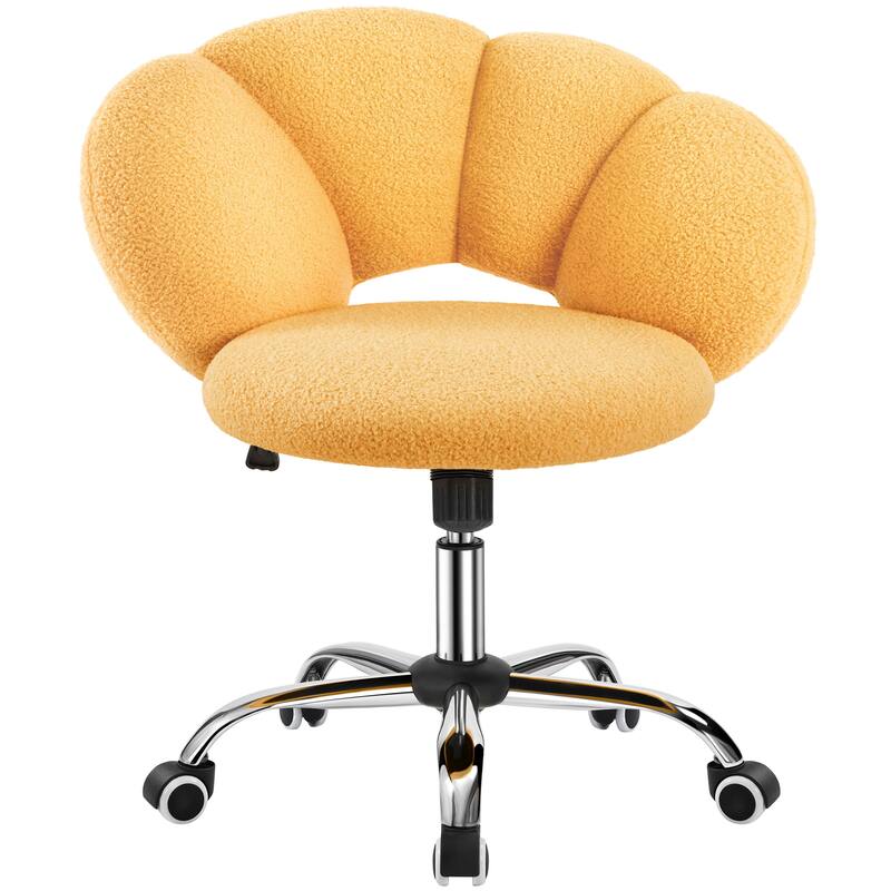 Yaheetech Upholstered Desk Chair Rolling Computer Chair with Cloud-shaped Backrest