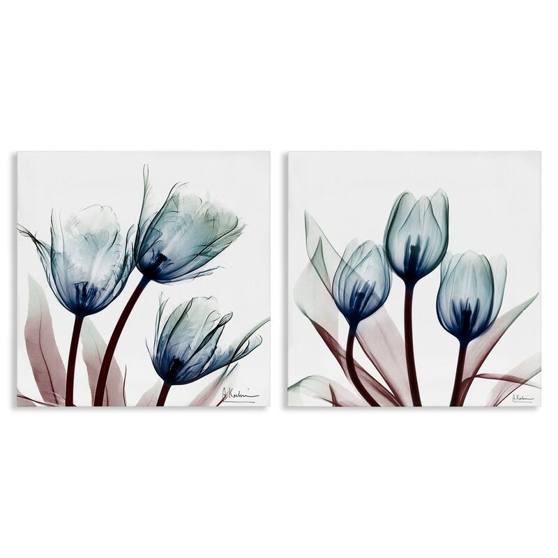 Stupell Vibrant Blue Tulips Canvas Wall Art Design By Albert Koetsier (Set of 2) - 17 x 17
