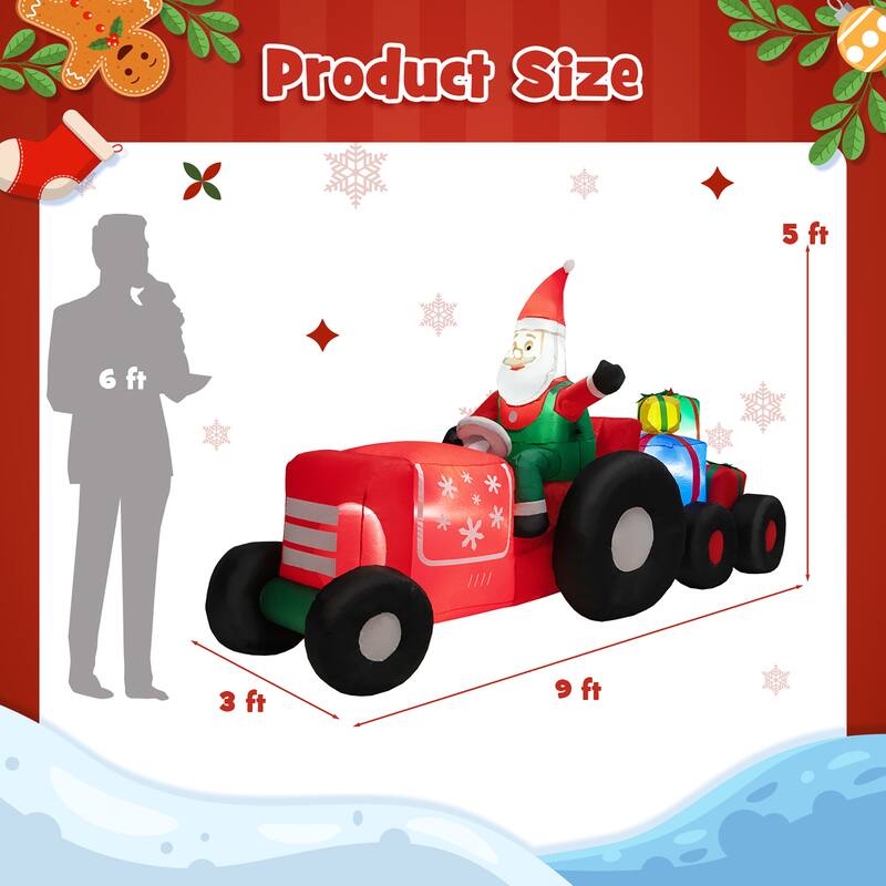 Gymax 9FT Long Inflatable Christmas Decor Santa Claus Driving Truck w/ - See Details