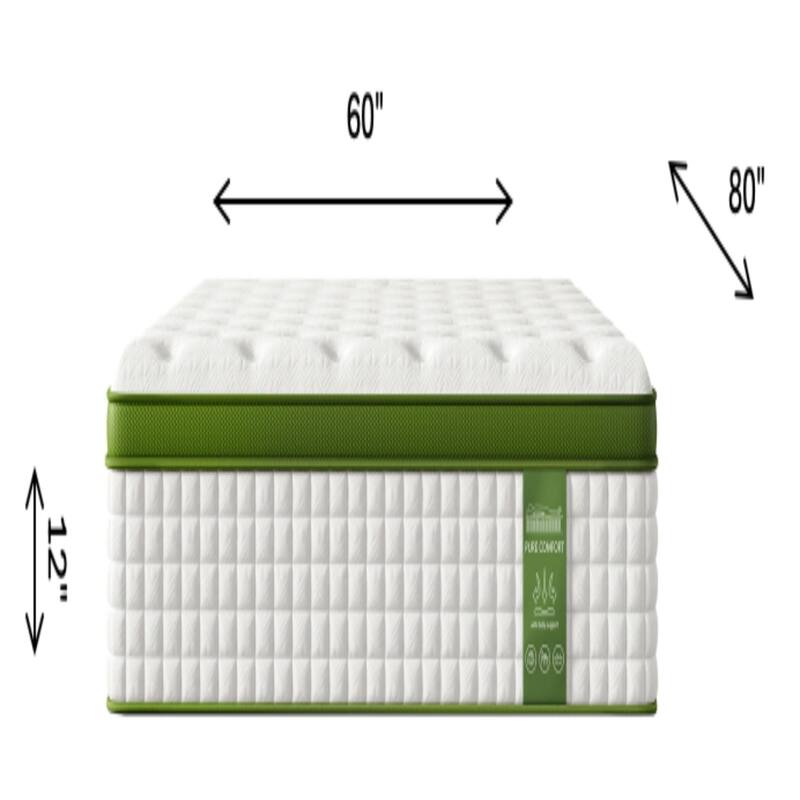 Roomfitters 12 Inch Queen/Full/King Hybrid Mattress, Gel Memory Foam & Pocket Spring Bed for Pressure Relief,Green