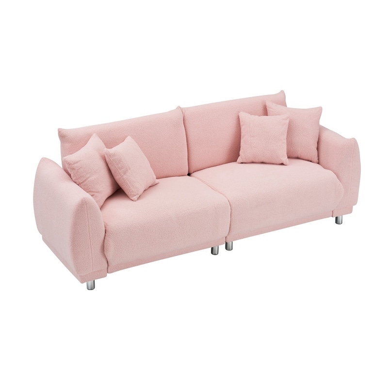 Modern Style 86.6" Teddy Velvet Upholstered Water Chestnut Sofa