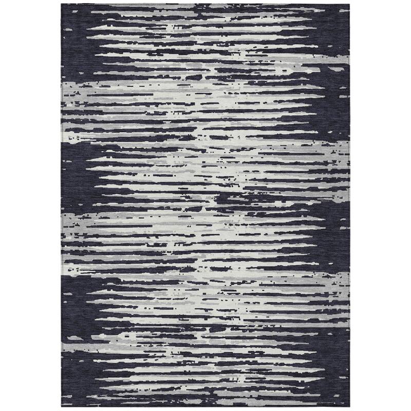 HomeRoots Striped Transitional Rectangle Outdoor Rug