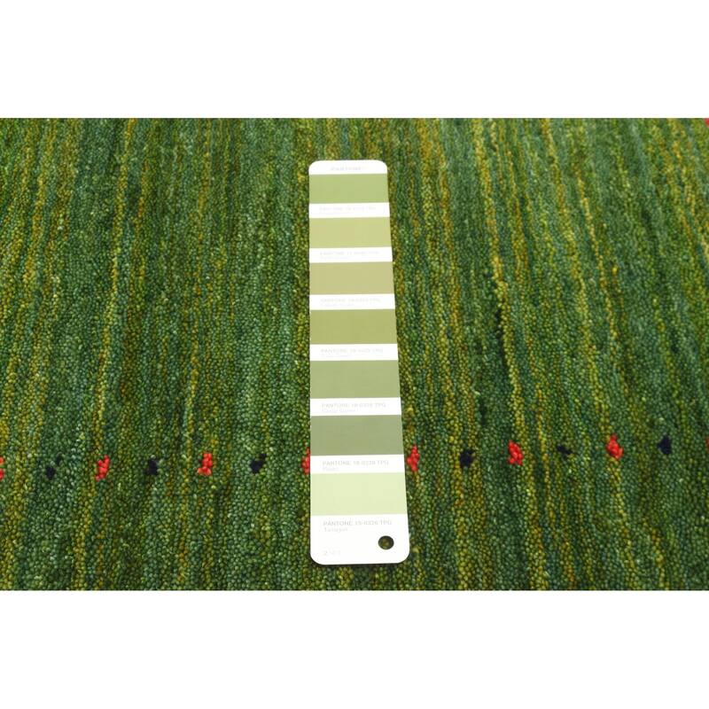 ECARPETGALLERY Hand Loomed Kashkuli Gabbeh Green Wool Rug - 2'7 x 7'10