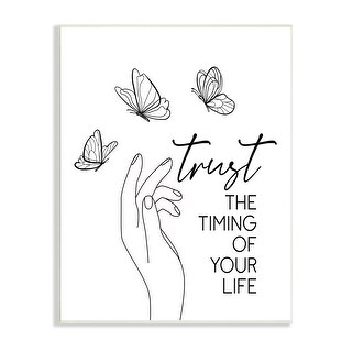 Stupell Trust the Timing Life Motivational Phrase Minimal Butterflies ...