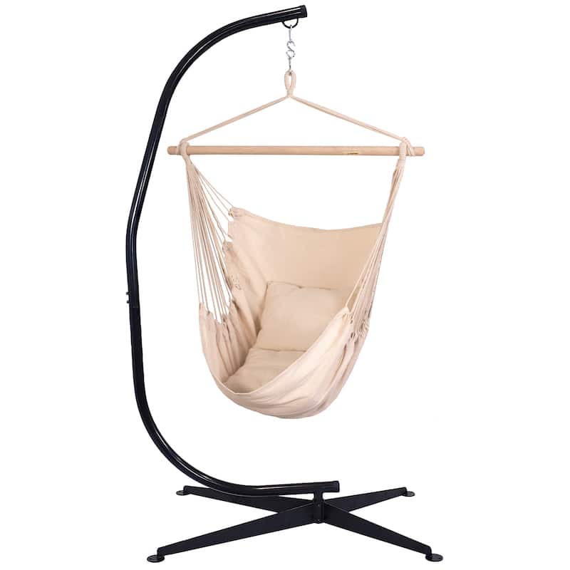 Cotton Hanging Hammock Chair Large Hanging Rope Seat with 2 Cushions