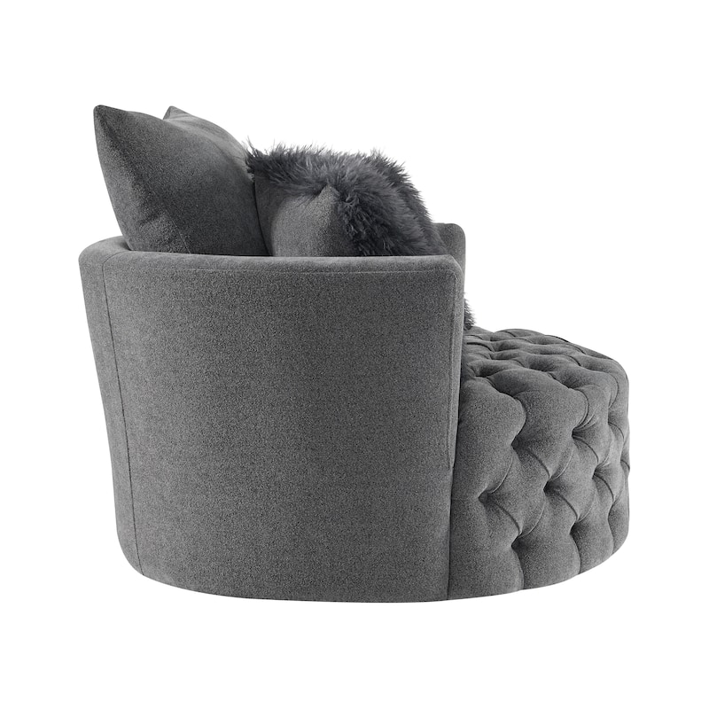 Furniture of America Arven Modern 45-inch Fabric Button Tufted Swivel Accent Chair
