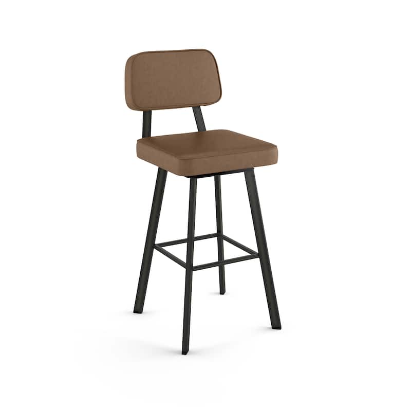 Amisco Clarkson Swivel Counter Stool - Brown Faux Leather / Gun Metal Finish