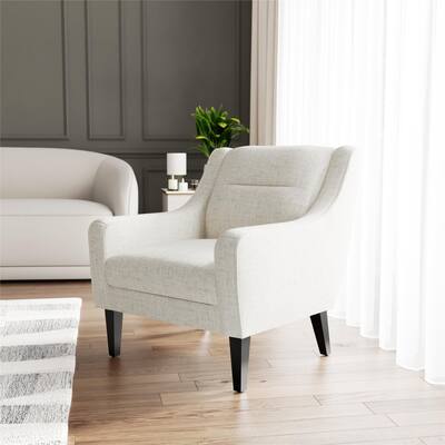 DHP Eleanor Upholstered Accent Chair with Sloped Arms and Wood Legs, Beige Boucle