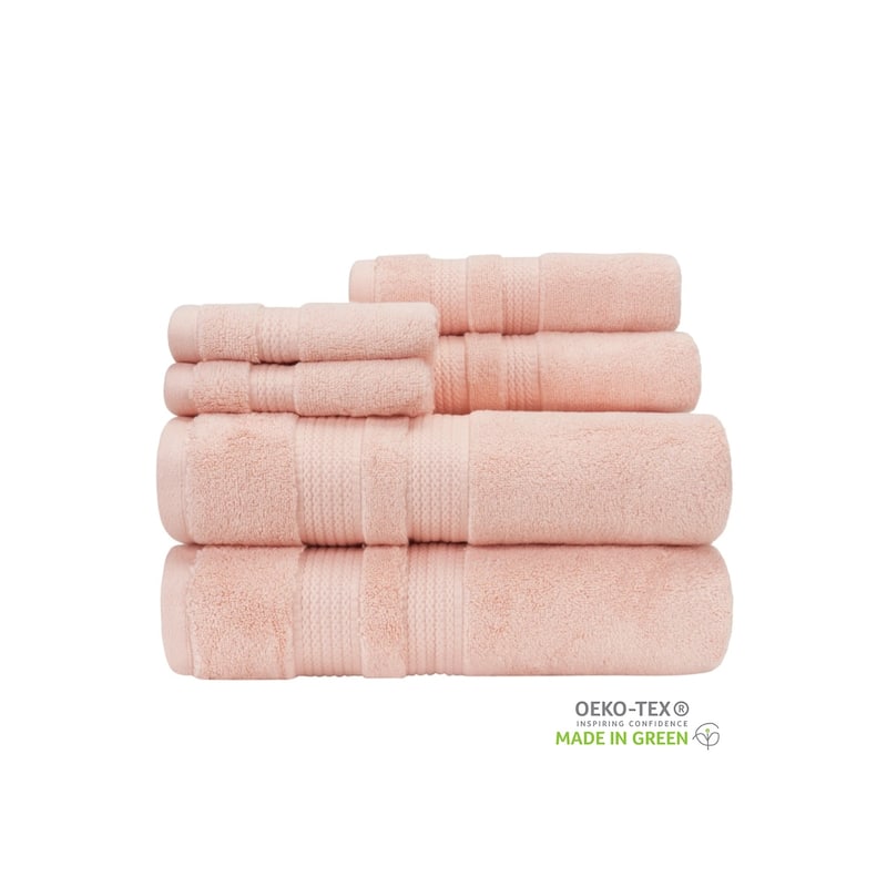Caro Home Belaire 6 PC Towel Set - BATH 30" X 54", HAND 18" X 28", WASH 13" X 13"