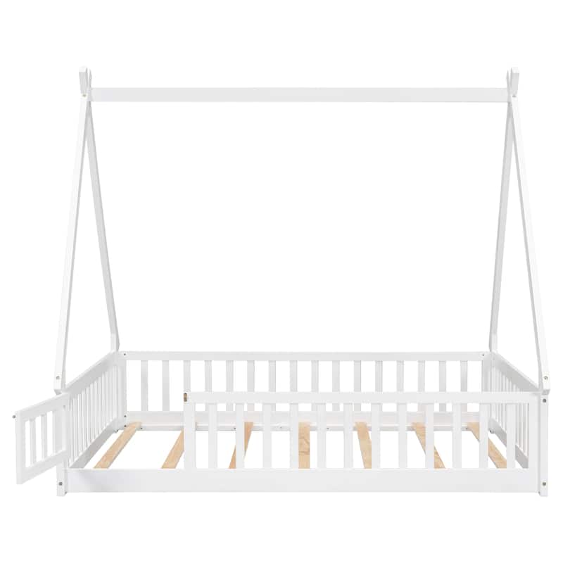 Full Tent-shaped Floor Bed with Guardrails