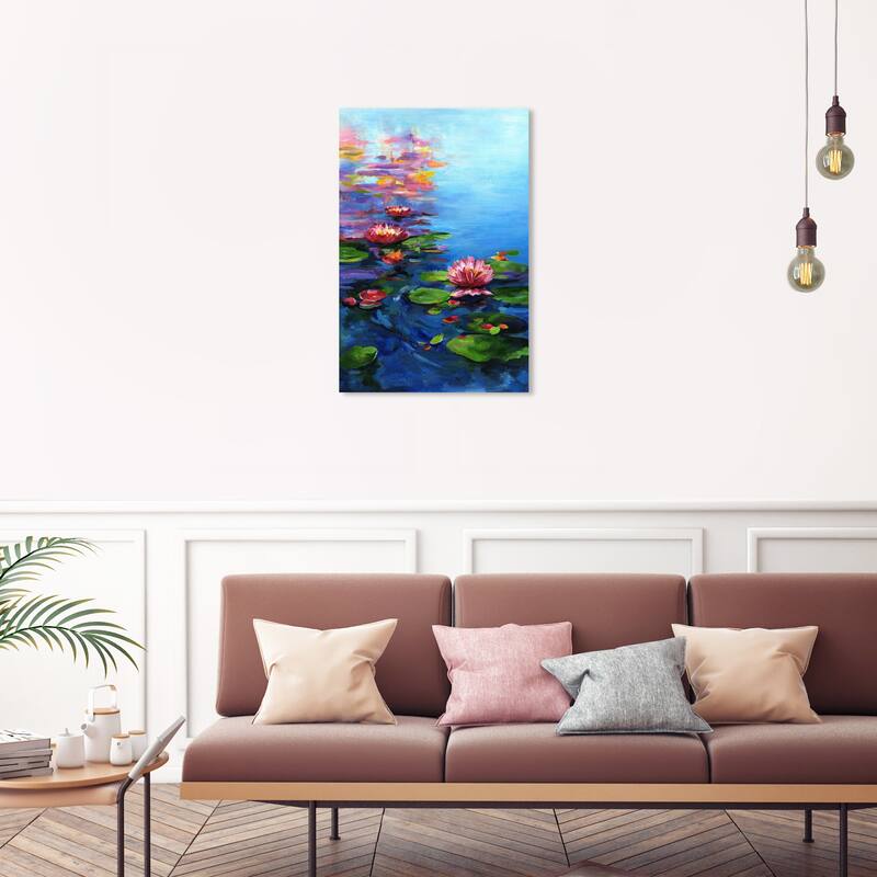 Wynwood Studio Canvas Floral and Botanical Doll Memories - House of lilies Blue and Modern & Contemporary Wall Art Canvas Print - 30 x 20