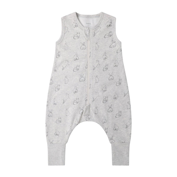slide 2 of 5, 100% Organic Cotton 1.0 Tog Sleeping Bag with Legs Sleeveless Wearable Blanket- Gray Rabbit