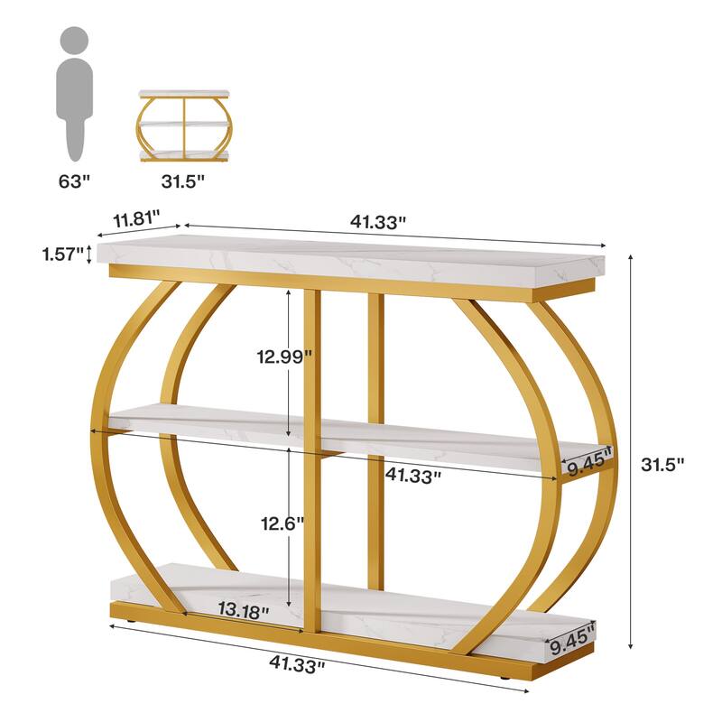 41.3" Console Table, Industrial 3-Tier Entryway Table