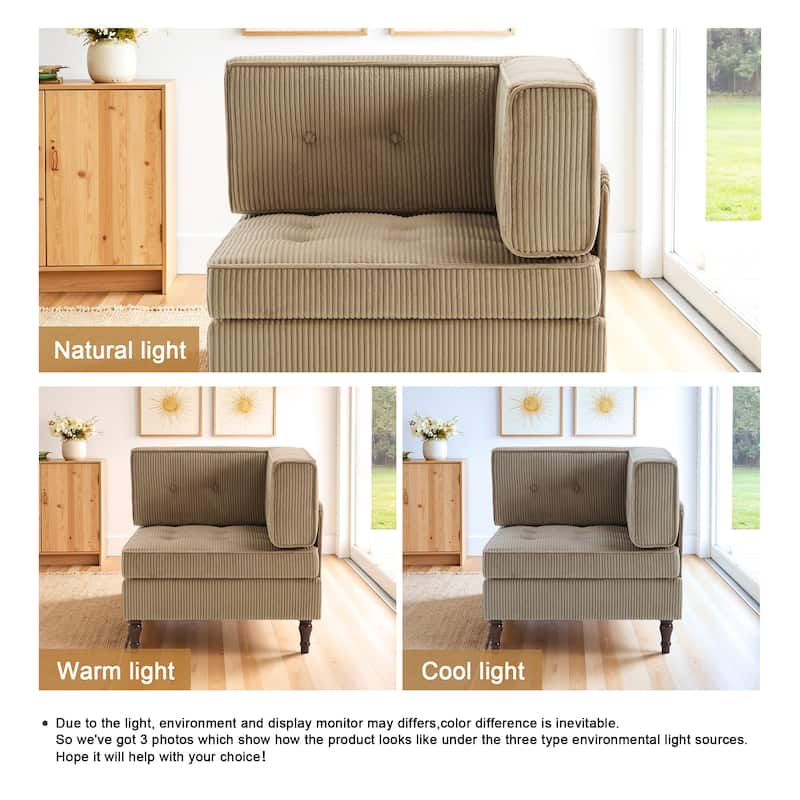 32.57" W Upholstered Corduroy Corner Accent Chair