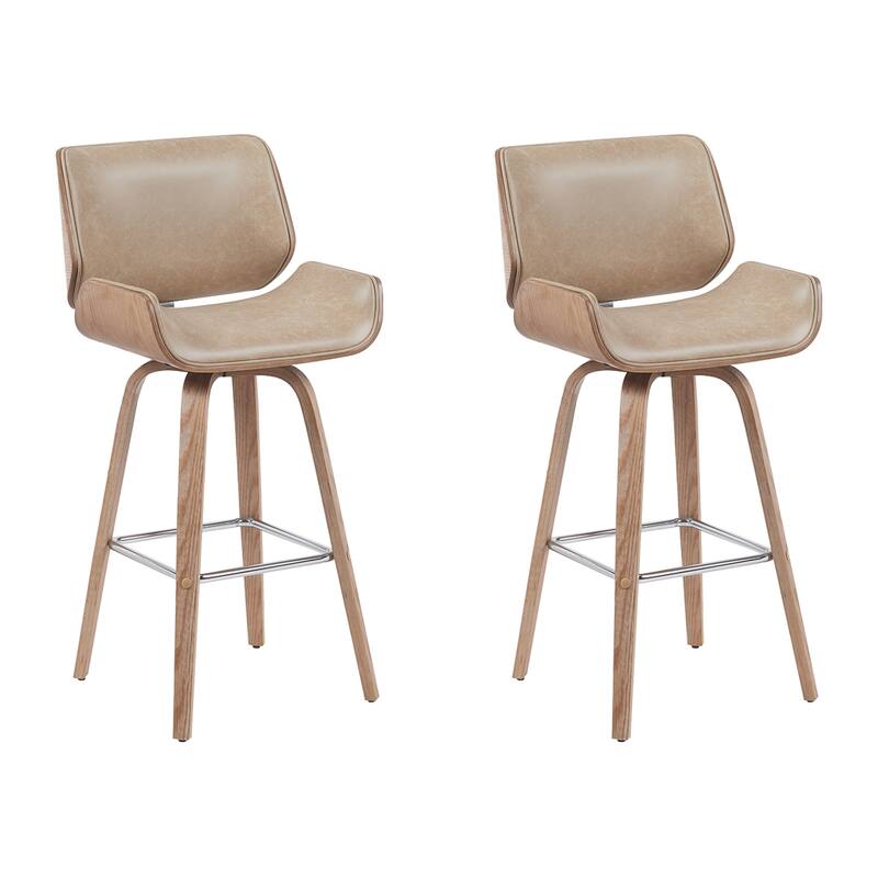 Tyler Mid-Century Swivel Bar Stool, Upholstered Counter Height Chair with Bentwood Legs