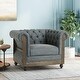 preview thumbnail 1 of 3, Roomfitters Tufted Barrel Armchair with Wood Trim, Nailhead Accents and Rolled Back for Living Room or Office, Charcoal Charcoal