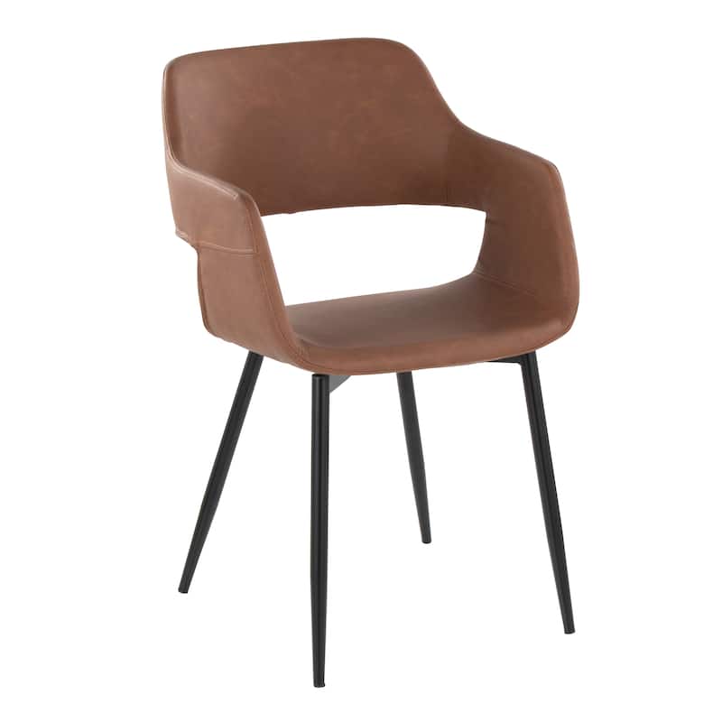 Porch & Den Vallen Dining Chair with Metal Legs (Set of 2) - Brown Faux Leather/Black Metal