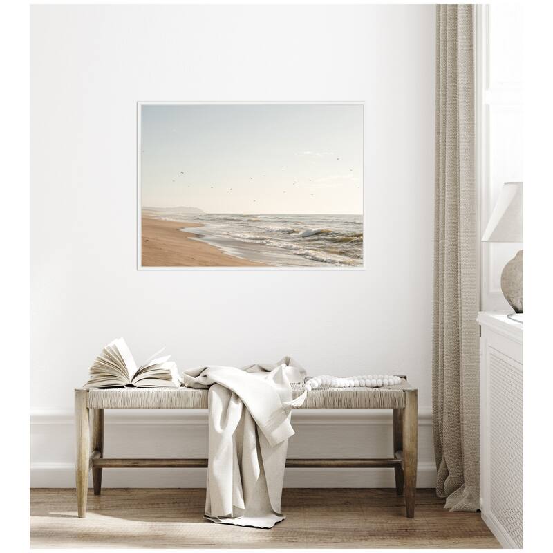 Kate and Laurel Sylvie Coastal Flight Framed Canvas by Crystal Lynn Collins