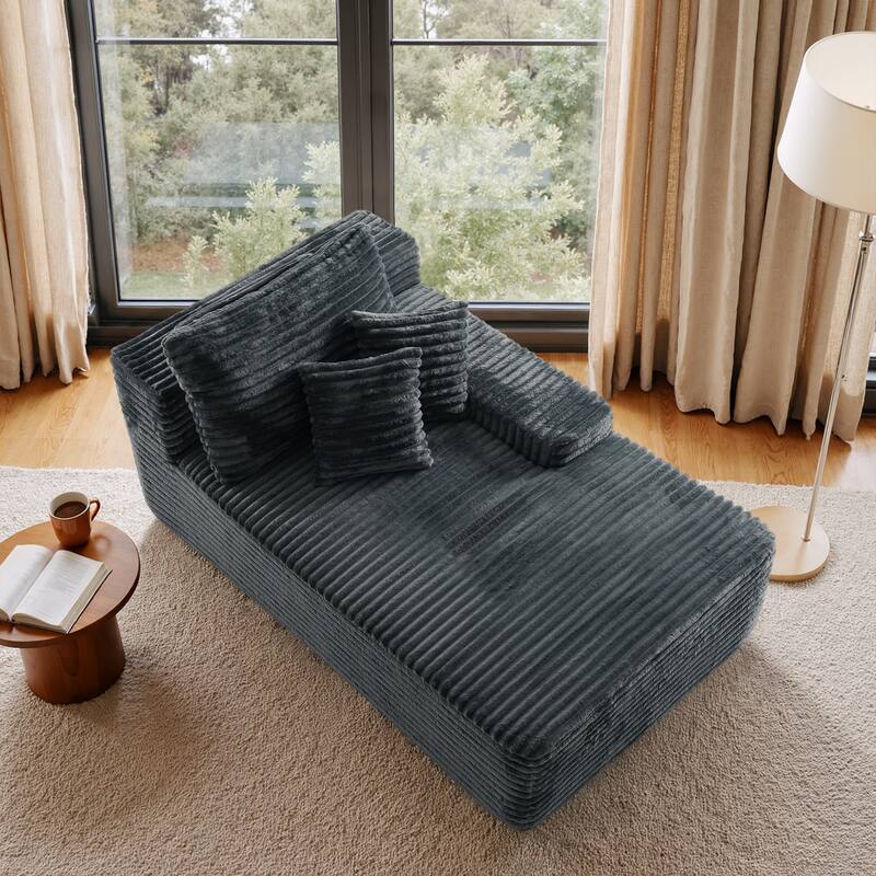 Cathy 41" W No Assembly Required Chaise Lounge - Right Facing - Grey