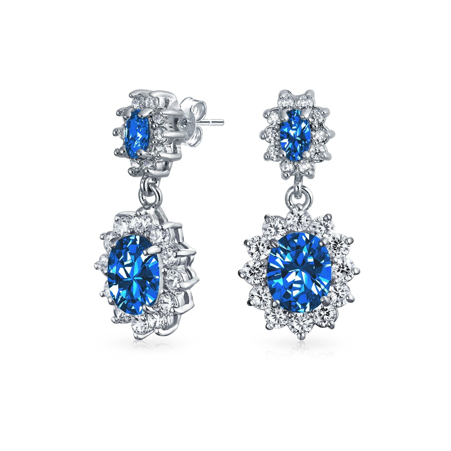 Beautiful Pear Shape Blue CZ Drop Dangle Earrings Beautiful Pear Shape Blue CZ Drop Dangle Earrings