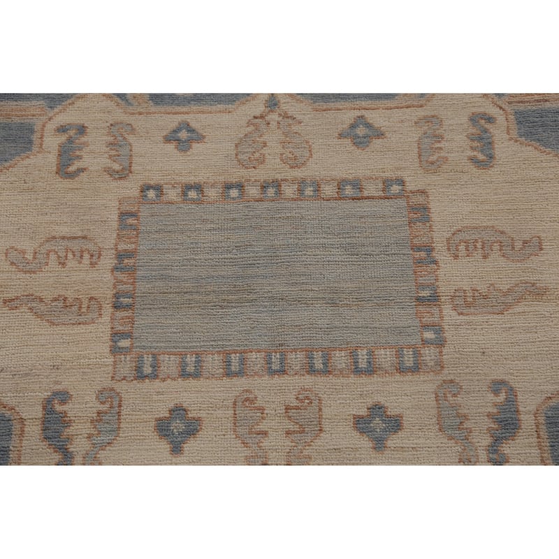 Hand Knotted Oriental 100% Wool Carpet Transitional Medallion Beige & Ivories Oushak Area Rug - 11' 8'' X 9' 3''