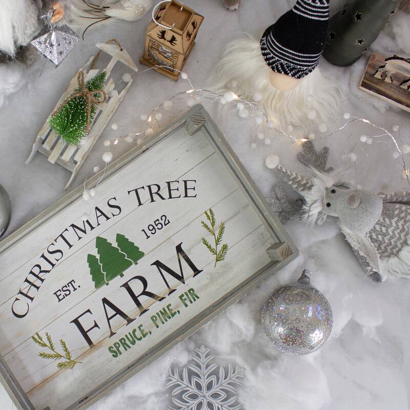 9" Tree on White Wood Sled Christmas Ornament