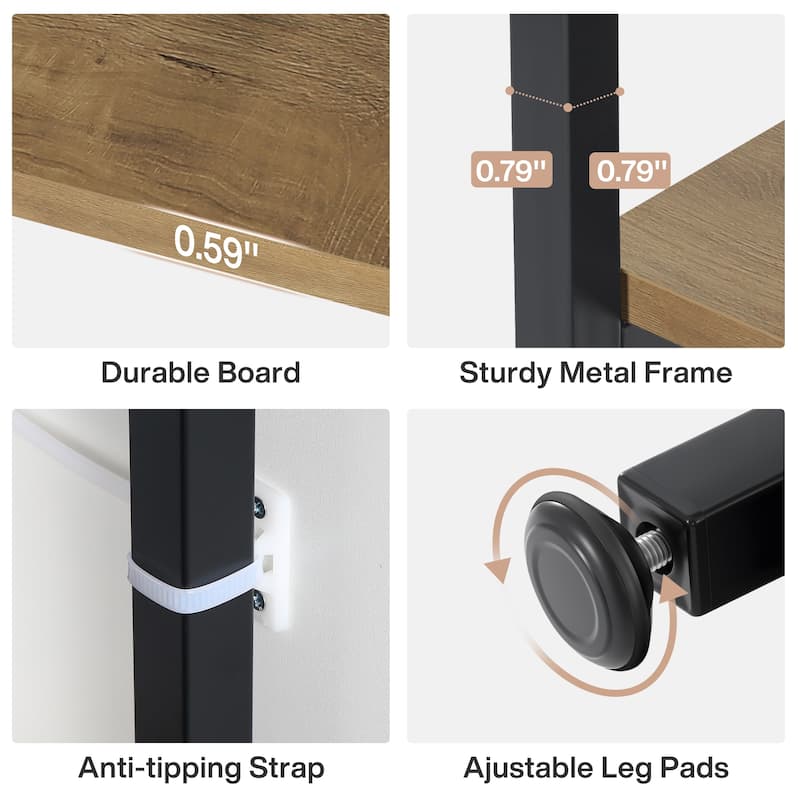 71" Industrial Bookshelf, 6 Tier Rustic Brown Wood Etagere Bookcase, Open Book Shelves