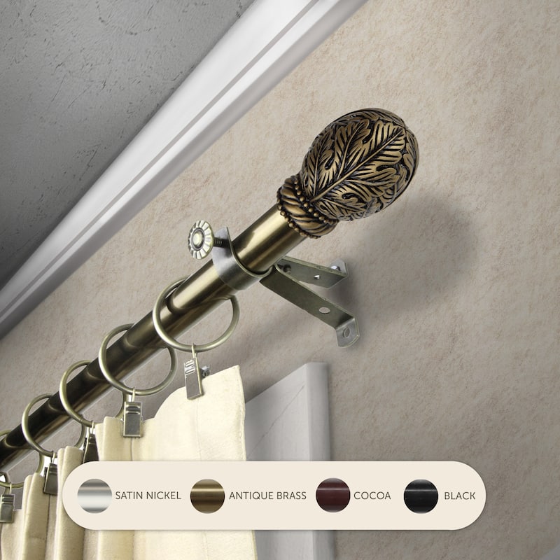 InStyleDesign Laurel Adjustable Curtain Rod - 28 to 48 inches - Antique Brass