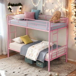Modern Style Twin Over Twin Metal Bunk Bed,Easy Assembly,No box spring needed,Sturdy System