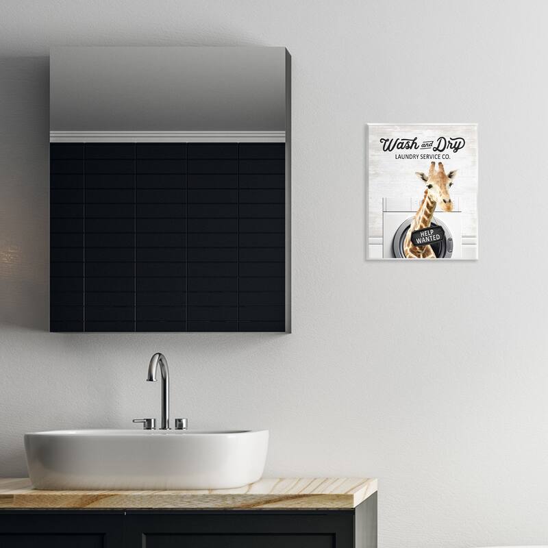 Stupell Wash & Dry Laundry Giraffe Wall Plaque Art Design By Lettered and Lined