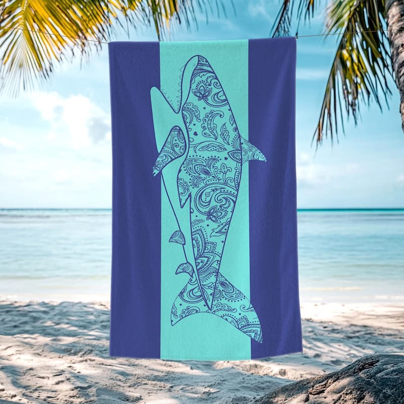 Large Turtle Shark Seahorse Beach Towel Pool Swimming Towels 30" X 60", 35"x70" - Shark - 30"x60"