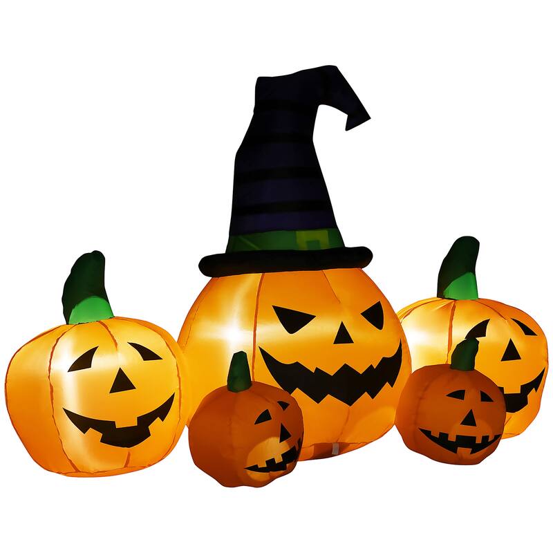 73"L Inflatable Halloween Decoration,5 Pumpkin, Blow Up Outdoor LED Yard Display, Waterproof - Multi