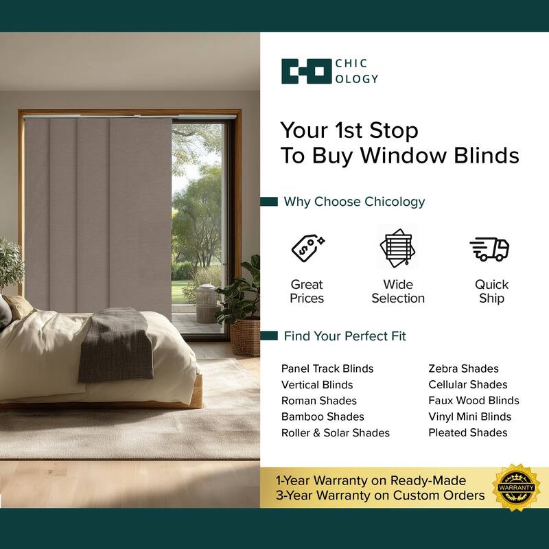 CHICOLOGY Adjustable Sliding Panels, 4-Rail Track, Vertical Blinds, Pation Door Curtain, Room Divider