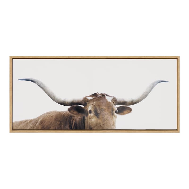 Kate and Laurel Sylvie Longhorn Framed Canvas by Creative Bunch Studio