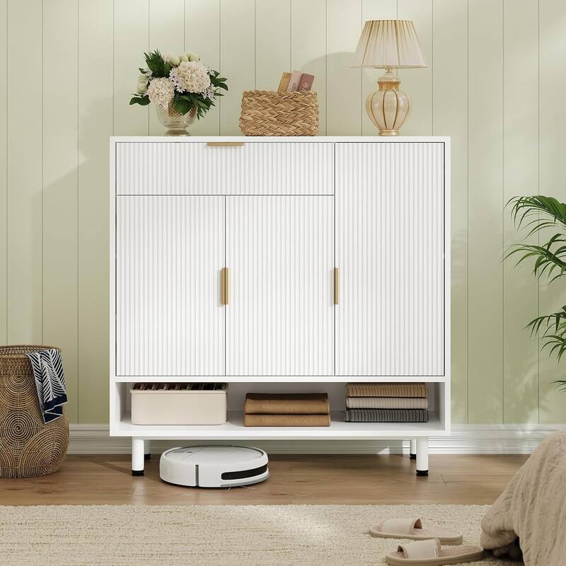 Shoe Storage Cabinet Shoe Organizer 3 Adjustable Shelves Metal Legs