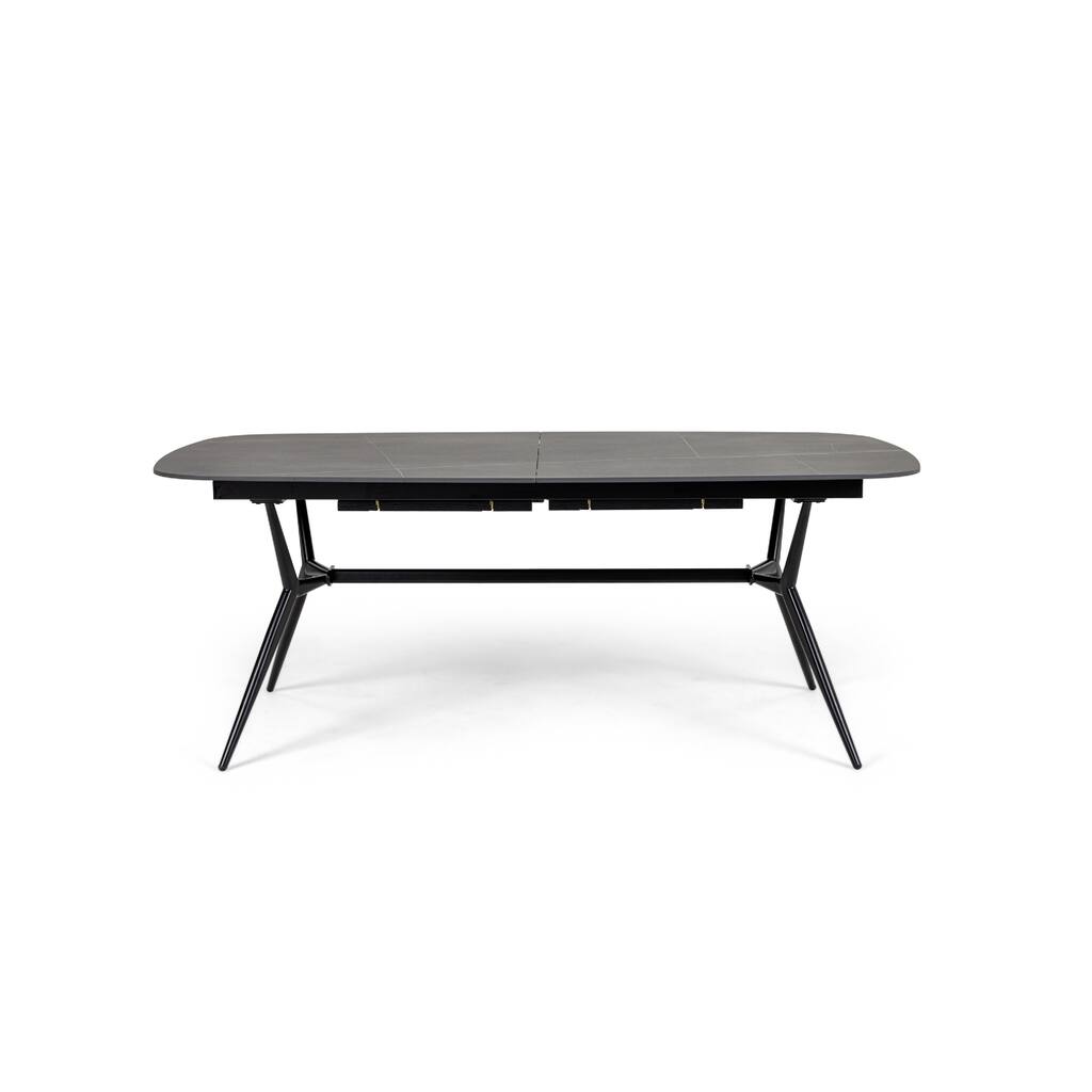 Cid Julie Dining Table, 79-118 Inch Extendable Black Ash Ceramic Top